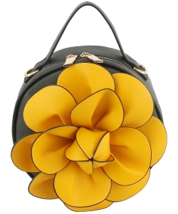 Fashion 3D Flower Round Crossbody Bag LHU472 YELLOW